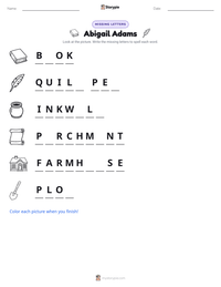 Abigail Adams printable worksheet preview
