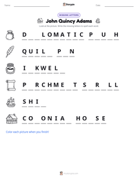 John Quincy Adams printable worksheet preview