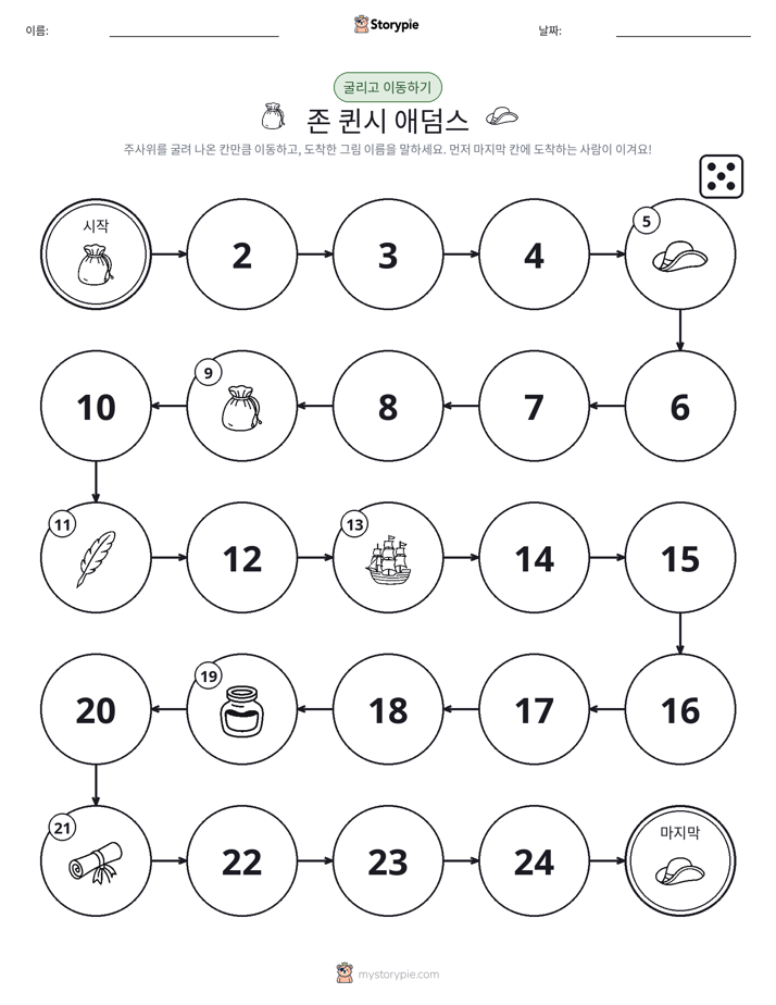 주사위 굴리고 이동하기 게임