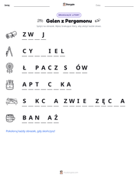 Podgląd drukowalnego arkusza ćwiczeń Galen z Pergamonu