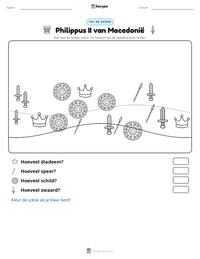 Philippus II van Macedonië afdrukbare werkblad voorbeeld