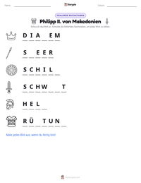 Philipp II. von Makedonien druckbare Arbeitsblatt Vorschau