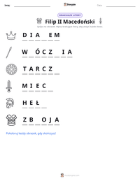 Podgląd drukowalnego arkusza ćwiczeń Filip II Macedoński