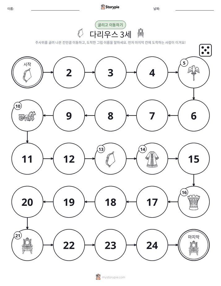 주사위 굴리고 이동하기 게임