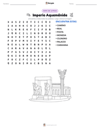 Vista previa de la hoja de trabajo imprimible de Imperio Aqueménida