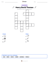 Henry David Thoreau printable worksheet preview
