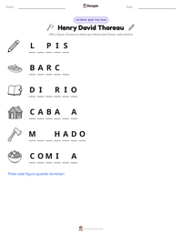 Prévia da folha de atividades imprimível Henry David Thoreau