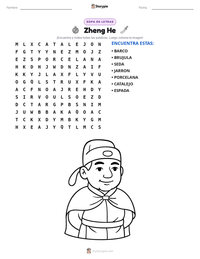 Vista previa de la hoja de trabajo imprimible de Zheng He