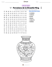 Vista previa de la hoja de trabajo imprimible de Porcelana de la Dinastía Ming