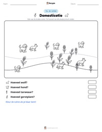 Domesticatie afdrukbare werkblad voorbeeld