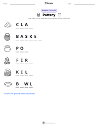 Pottery printable worksheet preview