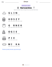Podgląd drukowalnego arkusza ćwiczeń Garncarstwo