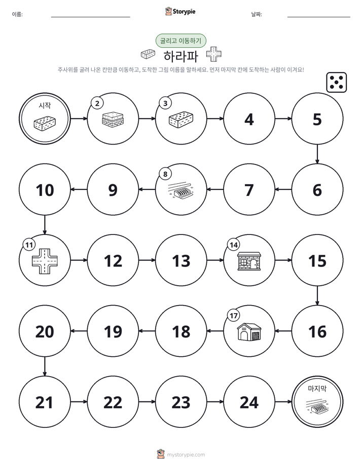 주사위 굴리고 이동하기 게임