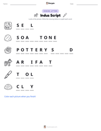 Indus Script printable worksheet preview