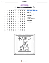 Vista previa de la hoja de trabajo imprimible de Escritura del Indo