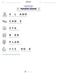 Hawaiian Islands printable worksheet preview