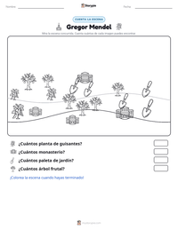 Vista previa de la hoja de trabajo imprimible de Gregor Mendel