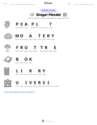 Gregor Mendel printable worksheet preview