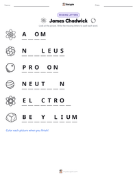 James Chadwick printable worksheet preview