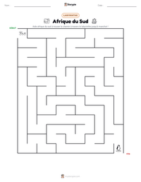 Aperçu de la feuille de travail imprimable Afrique du Sud