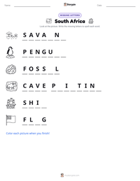 South Africa printable worksheet preview