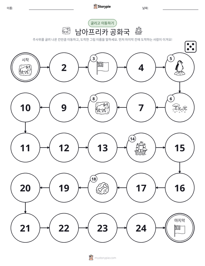 주사위 굴리고 이동하기 게임