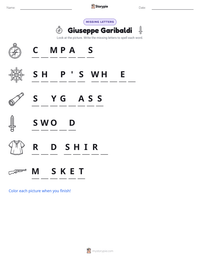 Giuseppe Garibaldi printable worksheet preview