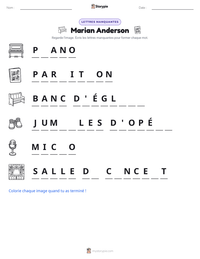 Aperçu de la feuille de travail imprimable Marian Anderson