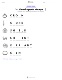 Chandragupta Maurya printable worksheet preview