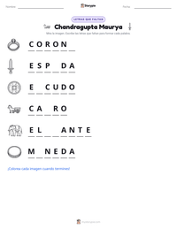Vista previa de la hoja de trabajo imprimible de Chandragupta Maurya