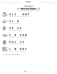 Mauryan Empire printable worksheet preview