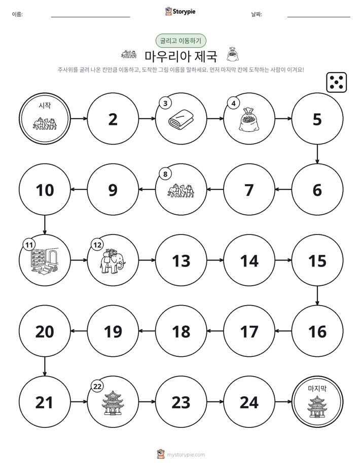 주사위 굴리고 이동하기 게임