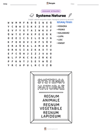 Podgląd drukowalnego arkusza ćwiczeń Systema Naturae