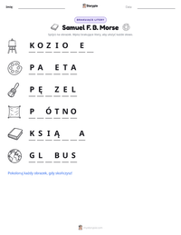 Podgląd drukowalnego arkusza ćwiczeń Samuel F. B. Morse