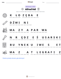 Podgląd drukowalnego arkusza ćwiczeń Alfred Vail