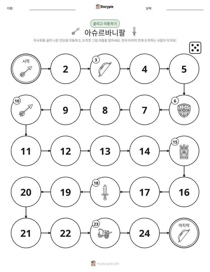 주사위 굴리고 이동하기 게임