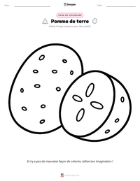 Aperçu de la feuille de travail imprimable Pomme de terre