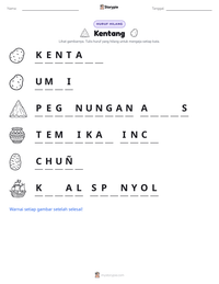 Prabaca lembar kerja cetak Kentang