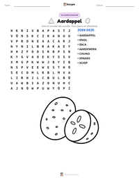 Aardappel afdrukbare werkblad voorbeeld