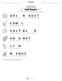 Mali Empire printable worksheet preview