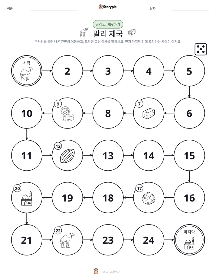 주사위 굴리고 이동하기 게임