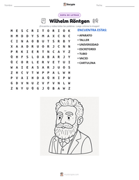Vista previa de la hoja de trabajo imprimible de Wilhelm Röntgen