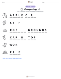 Composting printable worksheet preview