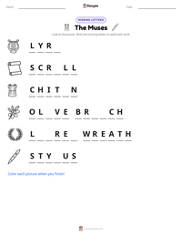 The Muses printable worksheet preview
