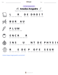 Aperçu de la feuille de travail imprimable Amedeo Avogadro