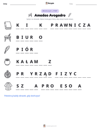 Podgląd drukowalnego arkusza ćwiczeń Amedeo Avogadro