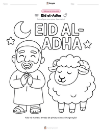 Prévia da folha de atividades imprimível Eid al-Adha