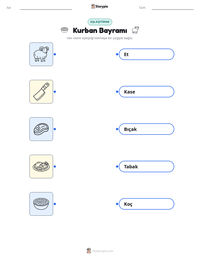 Kurban Bayramı yazdırılabilir çalışma sayfası önizlemesi