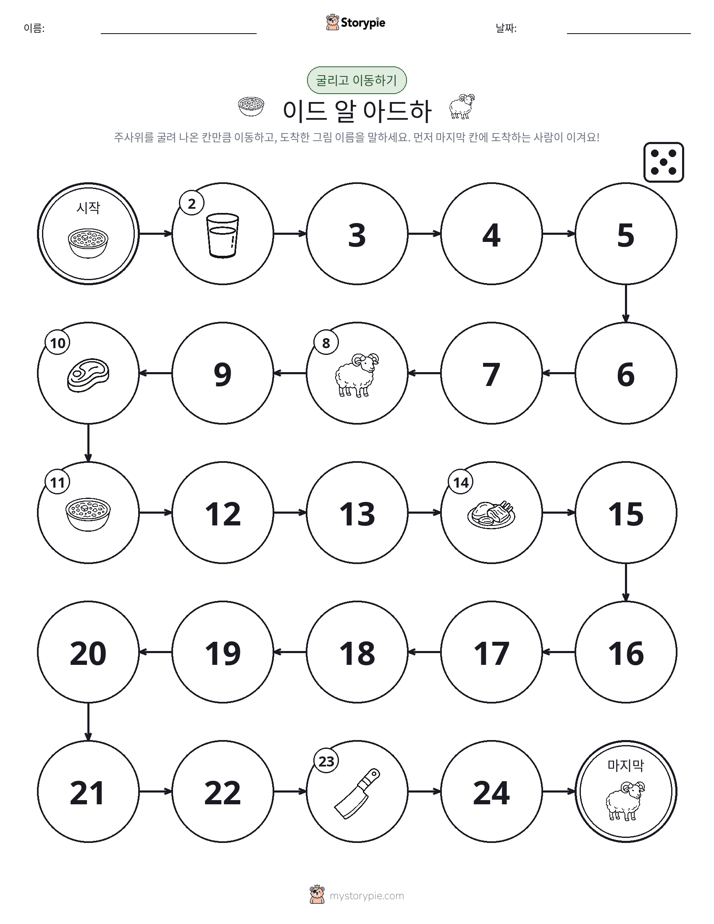 주사위 굴리고 이동하기 게임