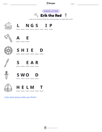 Erik the Red printable worksheet preview